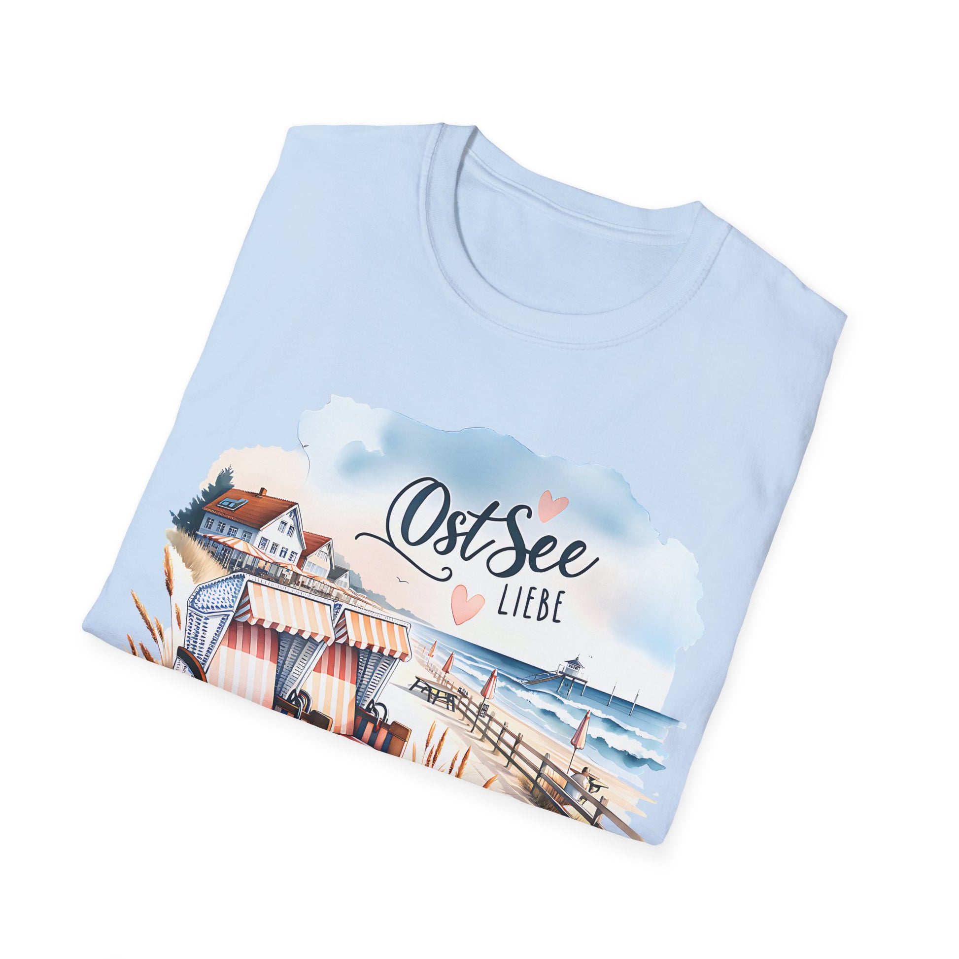 T-Shirt Ostsee Liebe – Maritimes Design mit Herz. Für alle Küstenfans ✓ Strandkorb & Meeresblick ✓