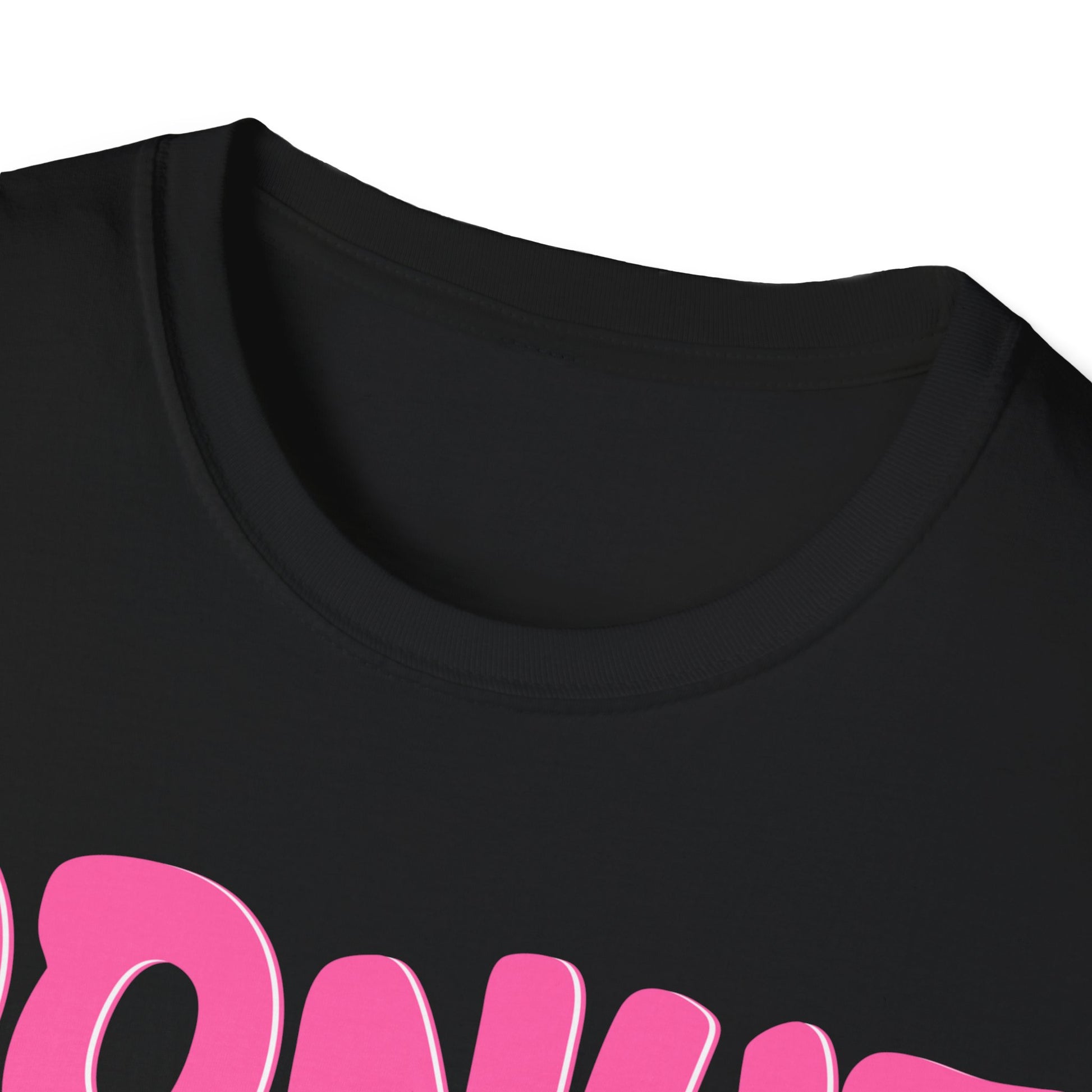 Schwarzes Donut T-Shirt mit Spruch „Donut Know What I’d Do Without You“
