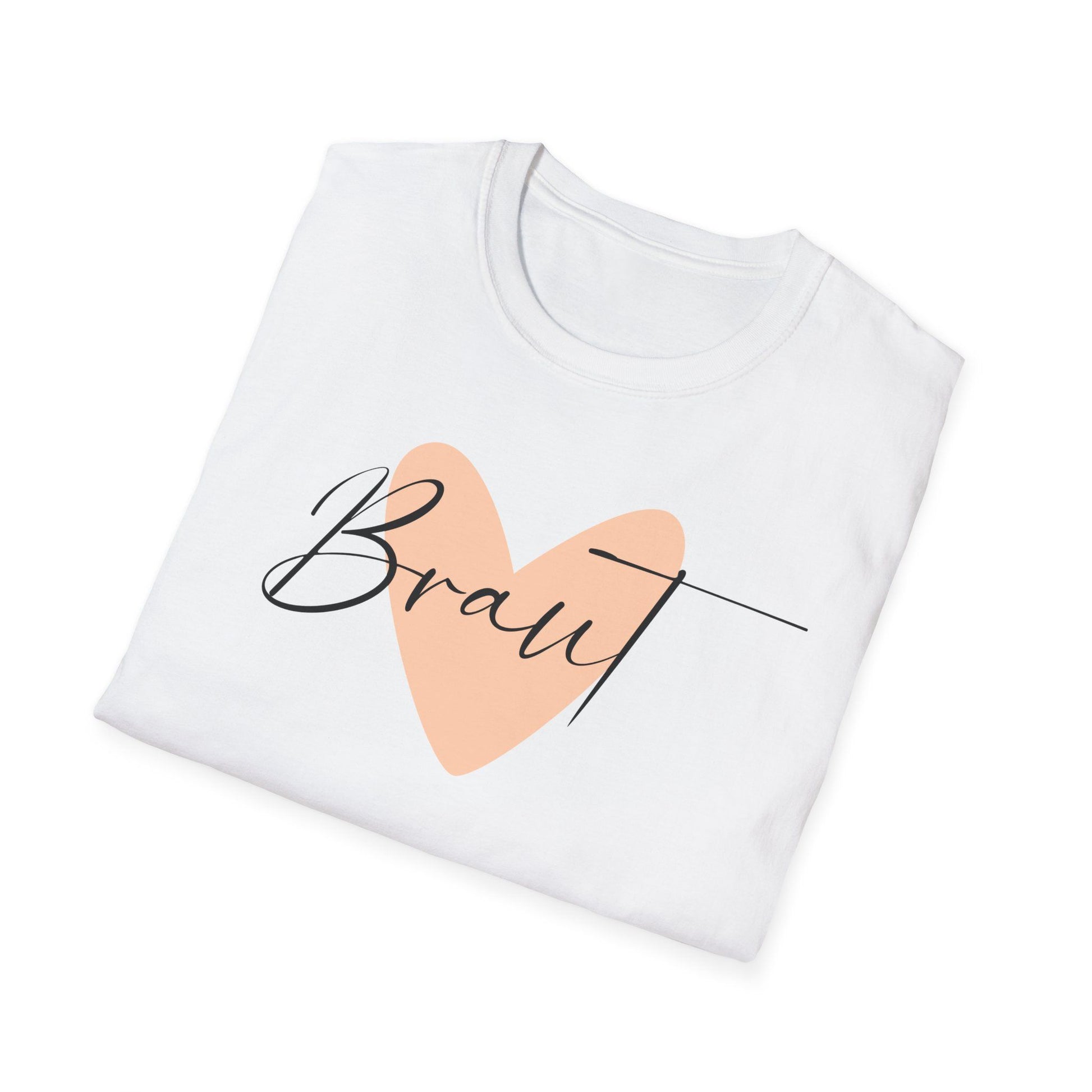 JGA Shirt Set für Frauen in Weiß mit dezentem Herz-Design – für Braut,  im minimalistischen, eleganten Stil Rundhalskragen

