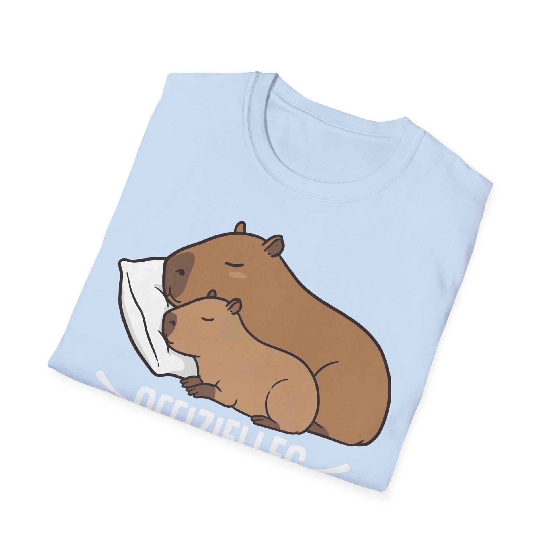 gefaltenes Shirt man sieht die 2 Capybaras darauf schlafen