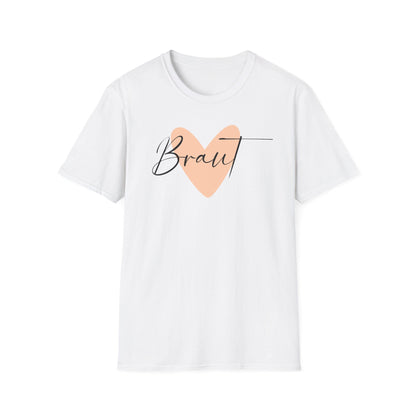 JGA Shirt Set für Frauen in Weiß mit dezentem Herz-Design – für Braut, 


