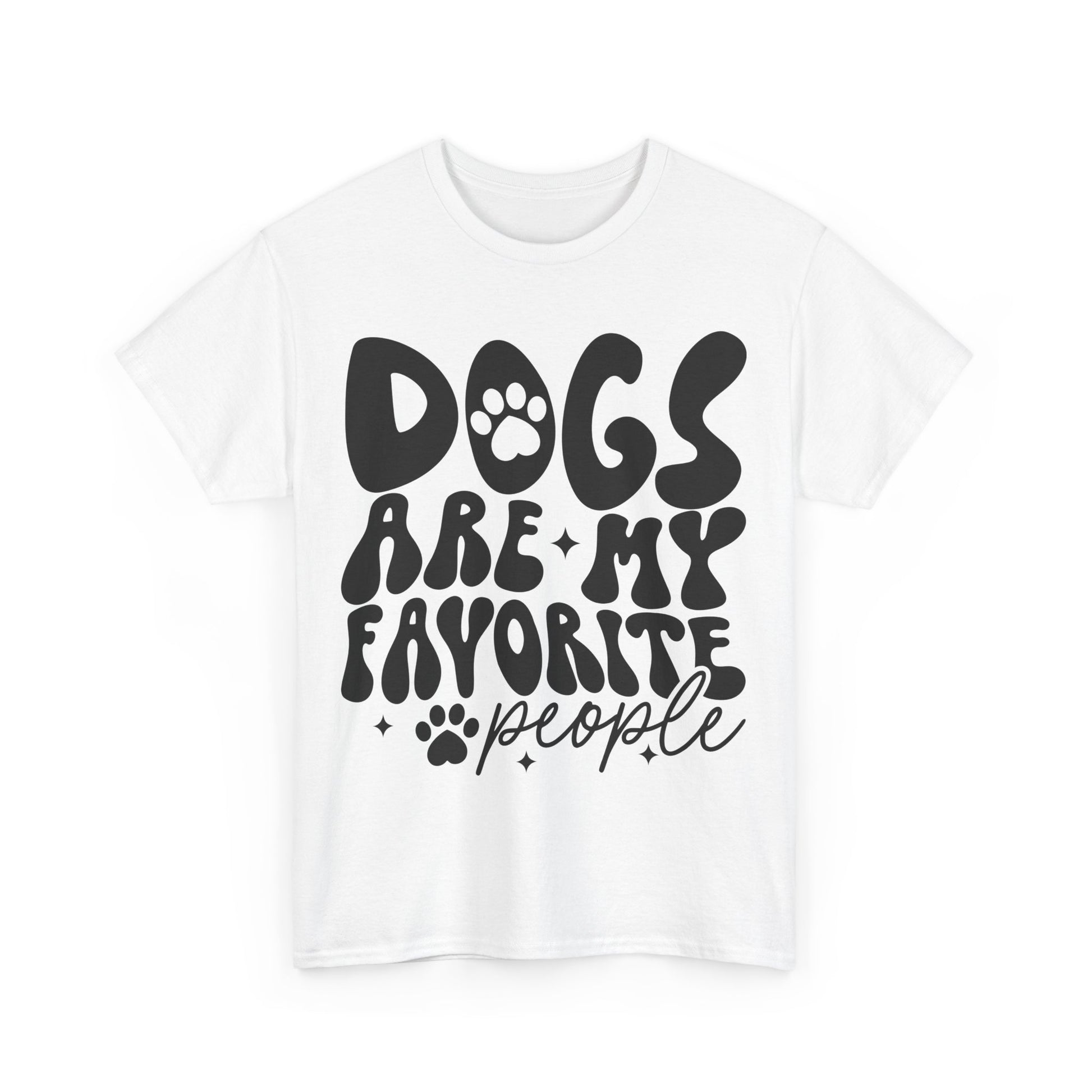 Weißes T-Shirt mit schwarzem Spruch „Dogs Are My Favorite People“ – Lustiges Hunde Shirt für Männer und Frauen