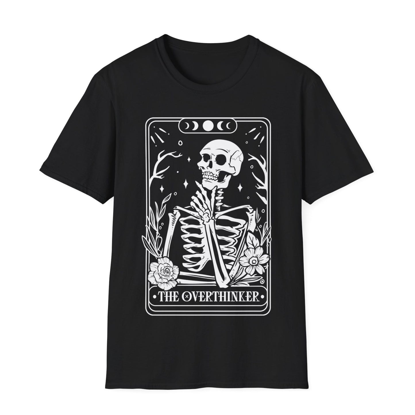 The Overthinker Tarot T-Shirt – Unisex Skelett Design im mystischen Stil, perfekt für Grübler und Spirituelle