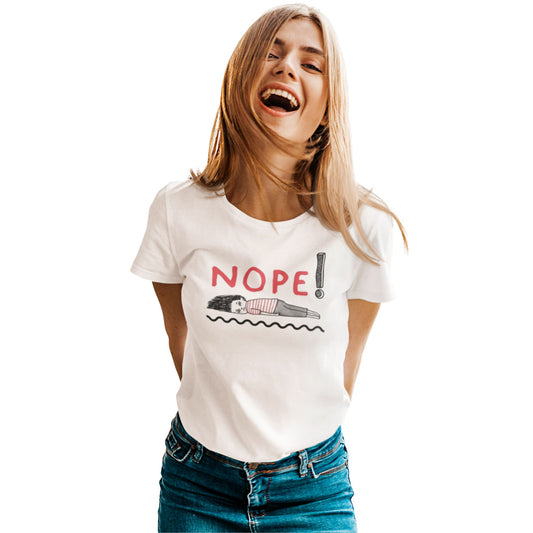NOPE T-Shirt – weißes Statement Shirt für Damen

Lustiges NOPE Shirt in Grau – Unisex Statement Outfit