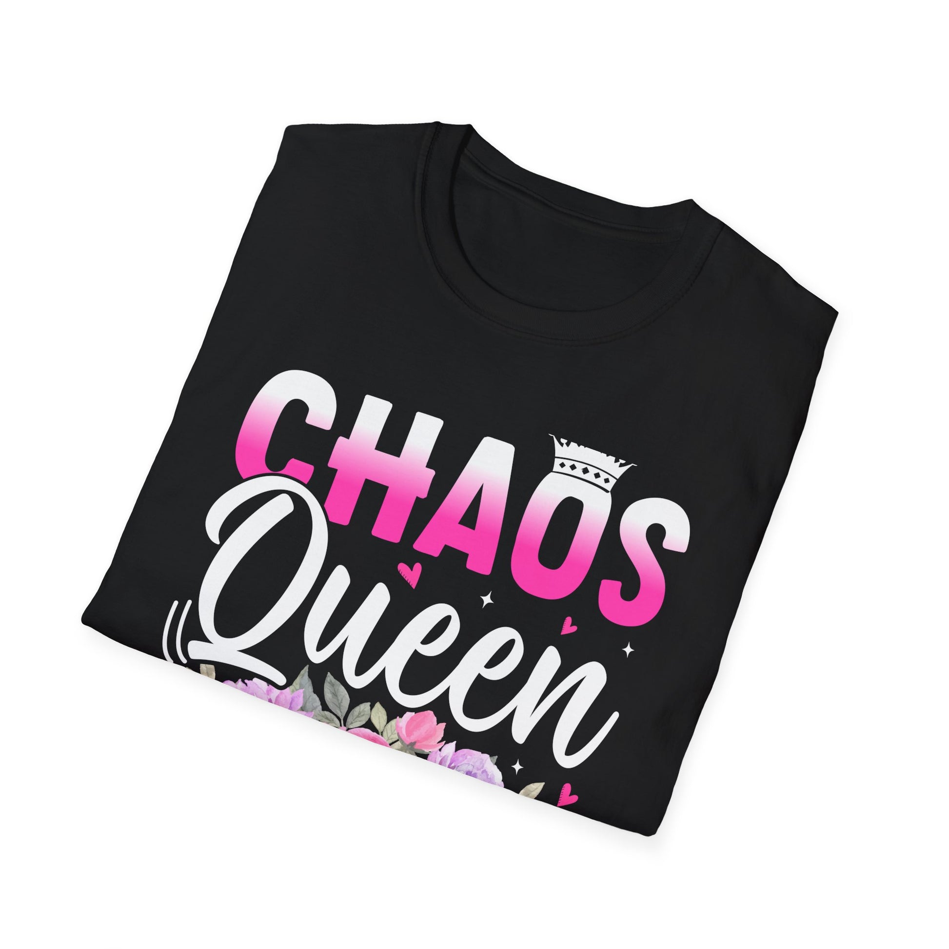 T-Shirt mit Aufdruck 'Chaos Queen aber mit Stil' – lustiges Frauen Funshirt mit Statement