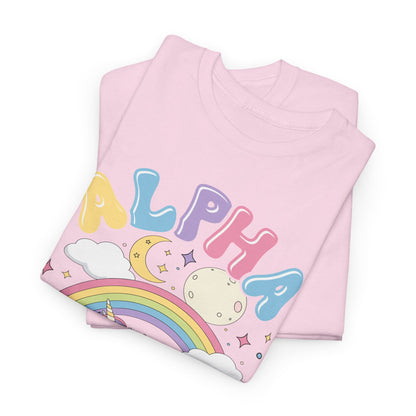 Alpha Male T-Shirt mit Einhorn – Sarkastisches Shirt im mädchenhaften Design | Humorvoll & selbstironisch | Unisex Funshirt