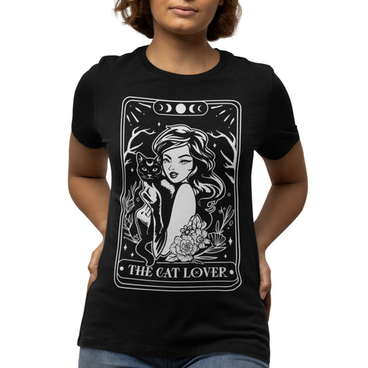 Cat Lover T-Shirt – Unisex Tarot Design mit mystischer Katze, ideal für spirituelle Katzenfreundinnen