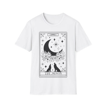 The Moon Tarot T-Shirt – Unisex Shirt mit Wölfen und Vollmond im mystischen Tarotkarten-Stil