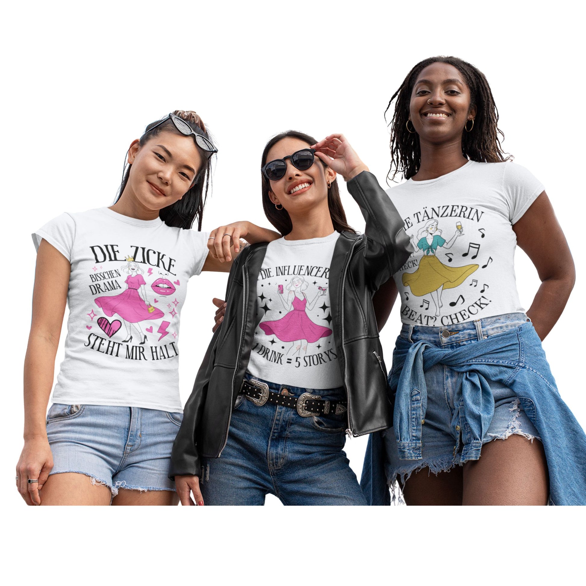 Gruppenshirt Frauen – Die Zicke – Party T-Shirt mit Rollenbezeichnung