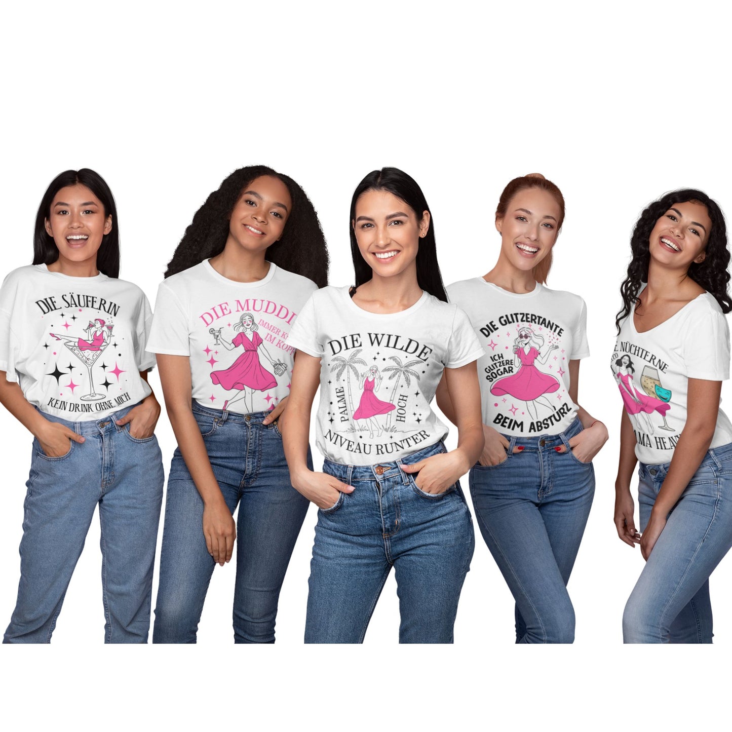 Gruppenshirt Frauen – Die Zicke – Party T-Shirt mit Rollenbezeichnung