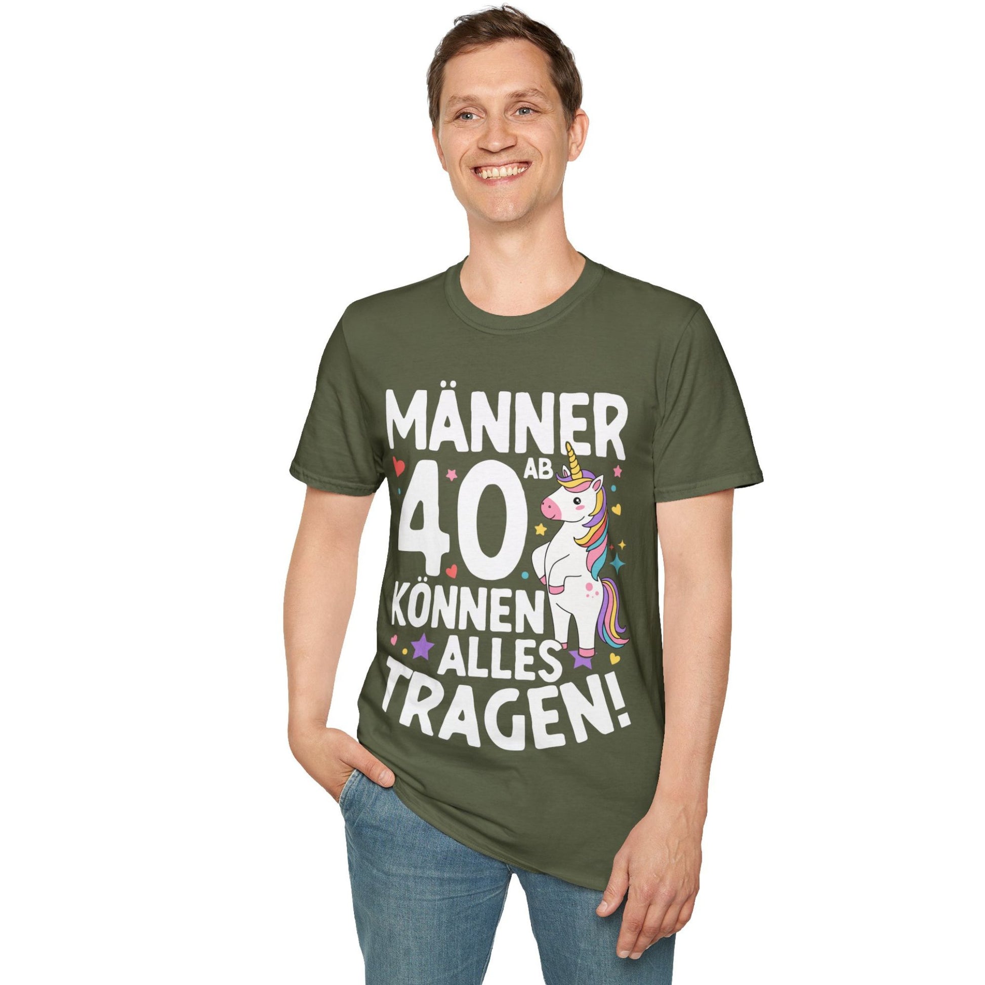 Lustiges Männer T-Shirt 40. Geburtstag mit Einhorn Motiv und Spruch