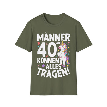Lustiges Männer T-Shirt 40. Geburtstag mit Einhorn Motiv und Spruch
