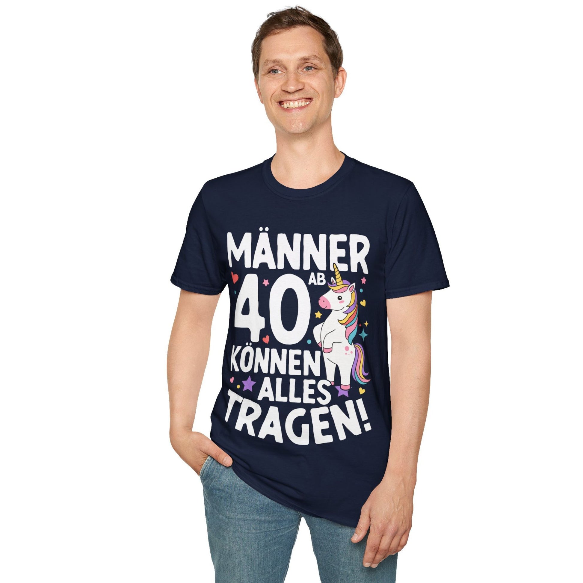 Lustiges Männer T-Shirt 40. Geburtstag mit Einhorn Motiv und Spruch