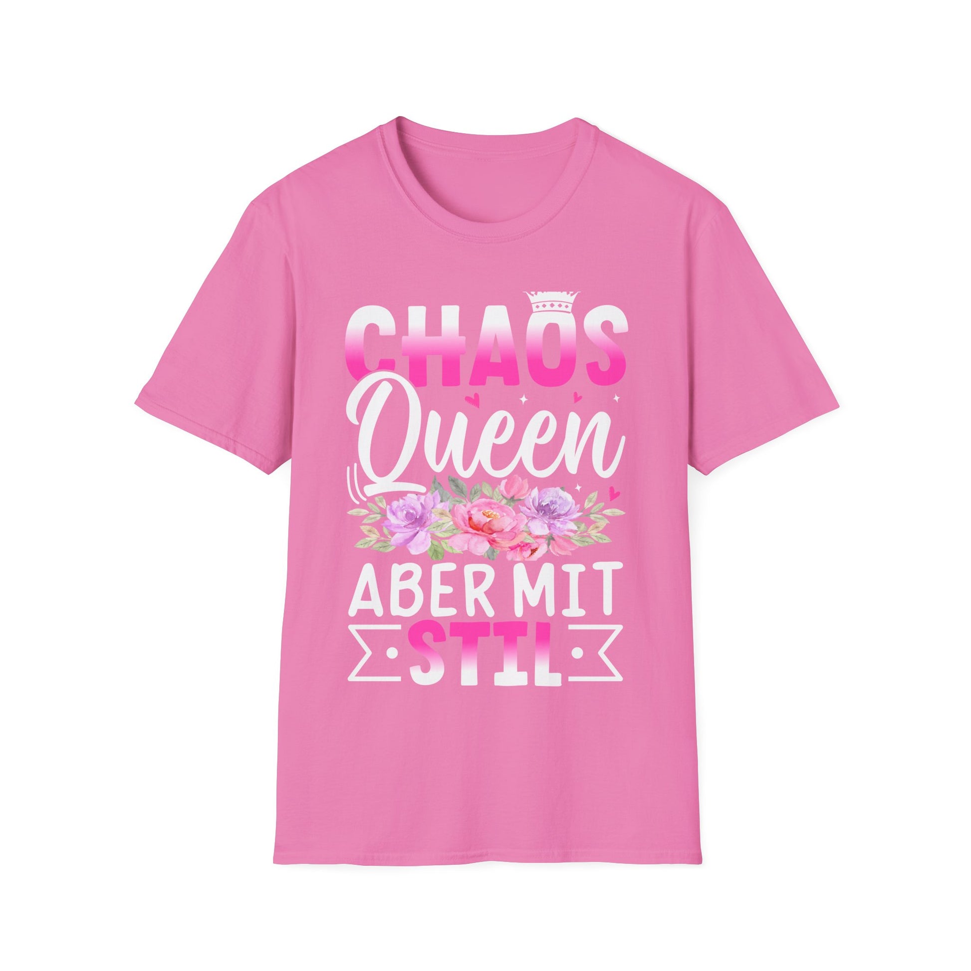 T-Shirt mit Aufdruck 'Chaos Queen aber mit Stil' – lustiges Frauen Funshirt mit Statement