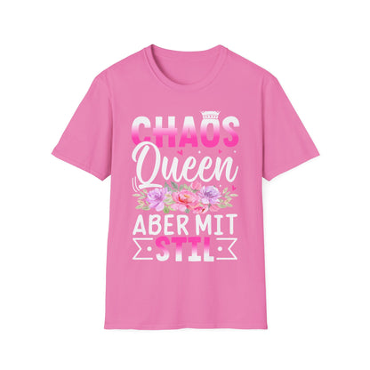 T-Shirt mit Aufdruck 'Chaos Queen aber mit Stil' – lustiges Frauen Funshirt mit Statement