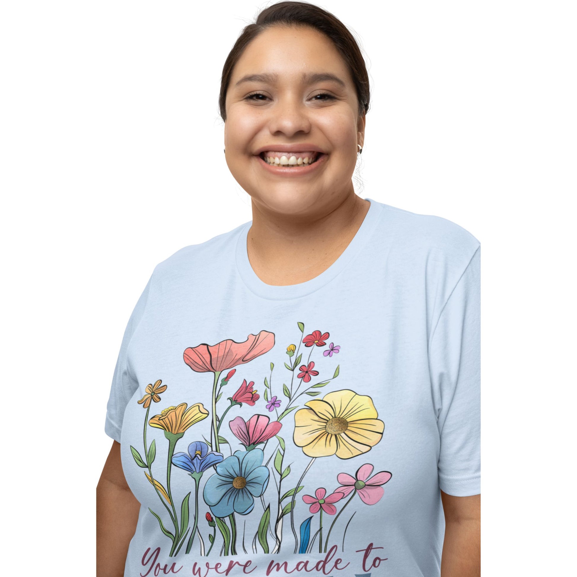 T-Shirt mit Blumenmotiv & Aufdruck 'You were made to BLOOM' – feminines Statementshirt für Frauen