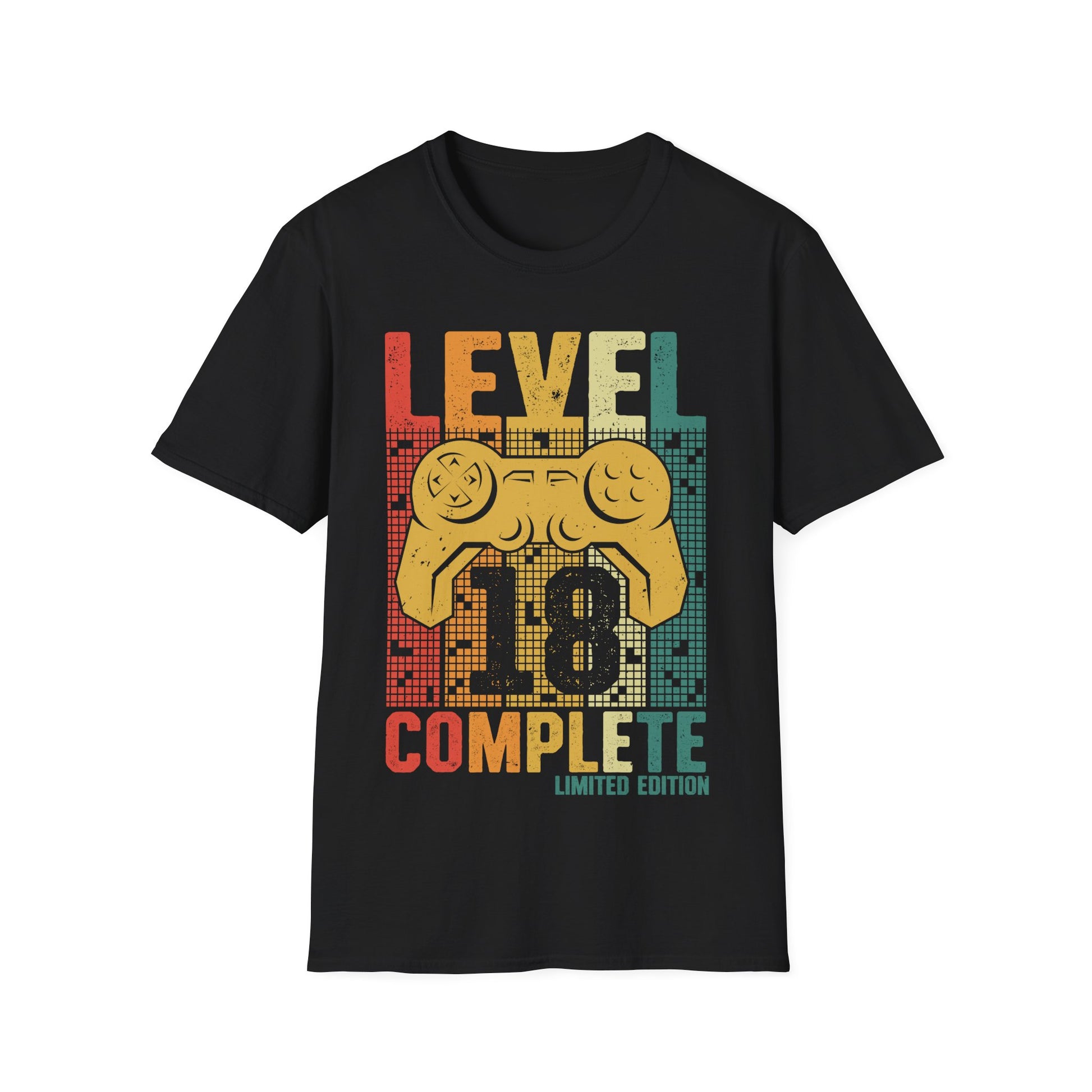 T-Shirt mit Retro-Aufdruck 'Level Complete 18' und Game-Controller – Gamer Shirt zum 18. Geburtstag