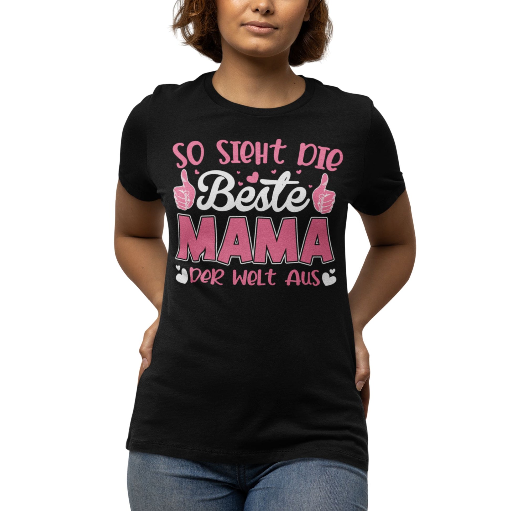 T-Shirt für Mama – Beste der Welt mit Herzprint. Zeig deiner Mama, wie besonders sie ist.