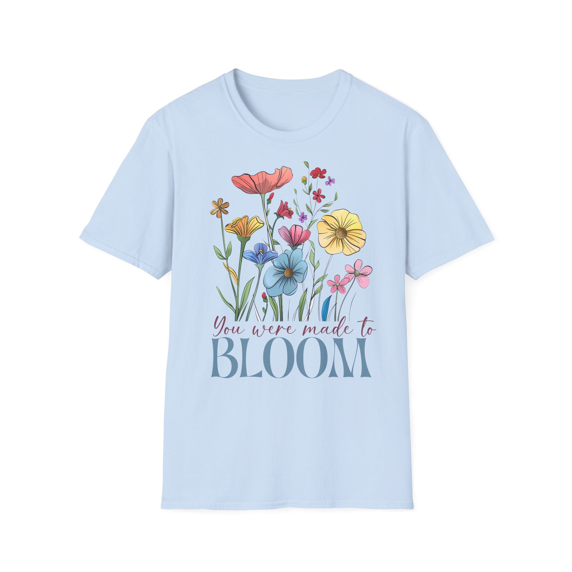 T-Shirt mit Blumenmotiv & Aufdruck 'You were made to BLOOM' – feminines Statementshirt für Frauen