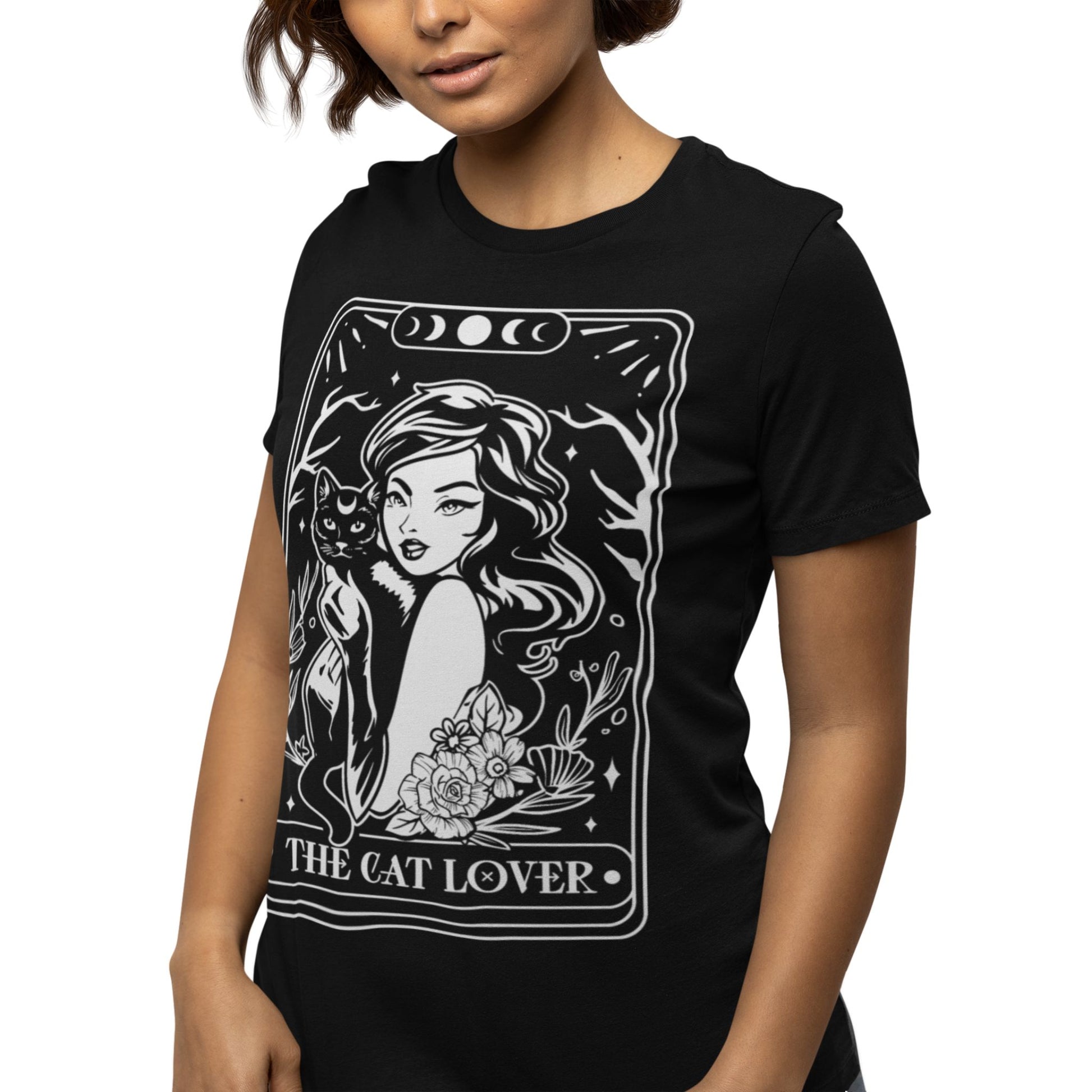 Cat Lover T-Shirt – Unisex Tarot Design mit mystischer Katze, ideal für spirituelle Katzenfreundinnen