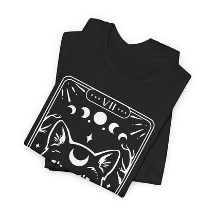 T-Shirt mit Tarotkarten-Motiv 'The Cat' – mystisches Shirt mit Katze im okkulten Stil
