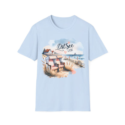 T-Shirt Ostsee Liebe – Maritimes Design mit Herz. Für alle Küstenfans ✓ Strandkorb & Meeresblick ✓