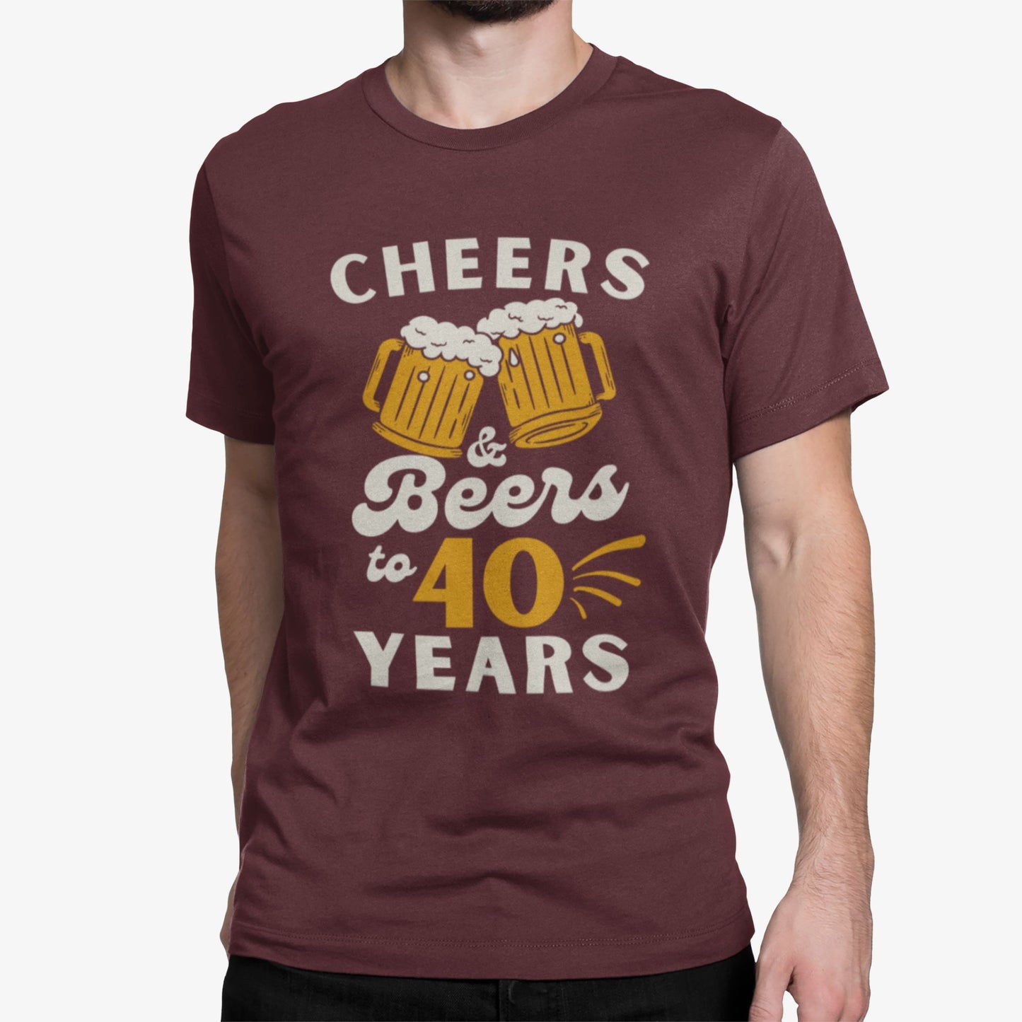 T-Shirt mit Aufdruck 'Cheers and Beers to 40 Years' – lustiges Geburtstagsshirt für Männer oder Frauen