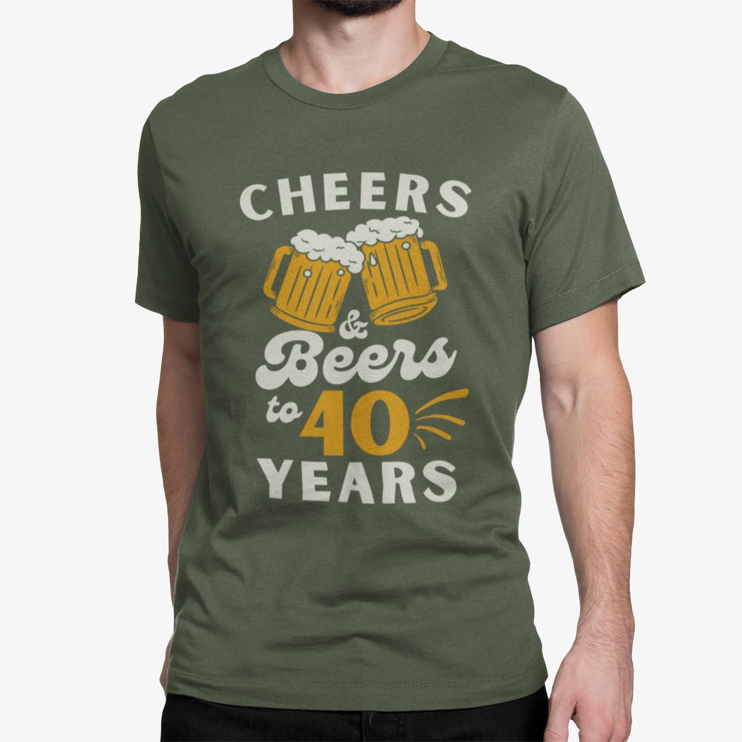 T-Shirt mit Aufdruck 'Cheers and Beers to 40 Years' – lustiges Geburtstagsshirt für Männer oder Frauen