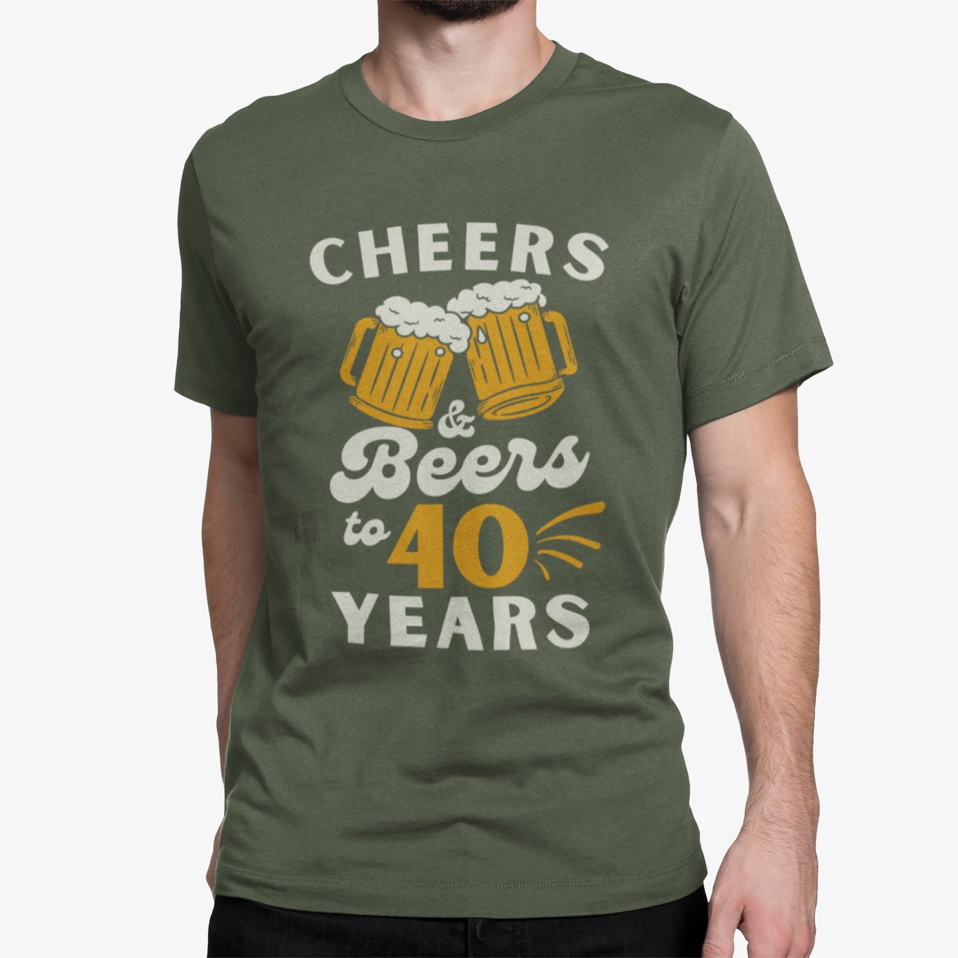T-Shirt mit Aufdruck 'Cheers and Beers to 40 Years' – lustiges Geburtstagsshirt für Männer oder Frauen