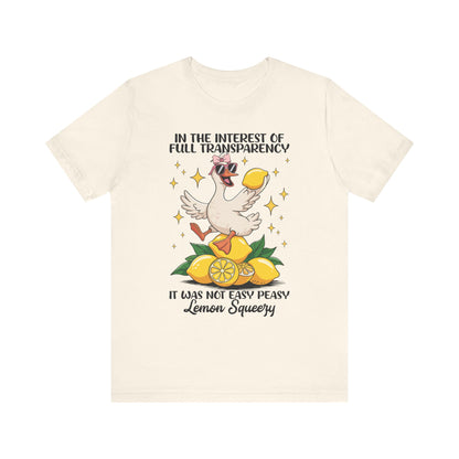 T-Shirt mit Spruch 'Not easy peasy lemon squeezy', Gans mit Sonnenbrille & Zitronen – witziges Sommer-Motiv
