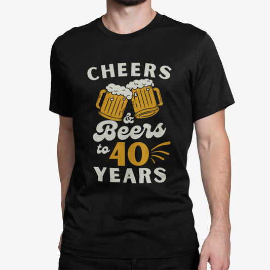 T-Shirt mit Aufdruck 'Cheers and Beers to 40 Years' – lustiges Geburtstagsshirt für Männer oder Frauen
