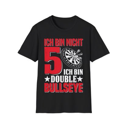 T-Shirt mit Spruch 'Ich bin nicht 50 – ich bin Double Bullseye' und Dartscheibe – witziges Geburtstagsgeschenk für Darts-Fans