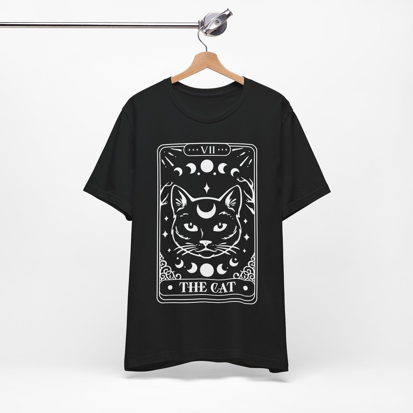 T-Shirt mit Tarotkarten-Motiv 'The Cat' – mystisches Shirt mit Katze im okkulten Stil