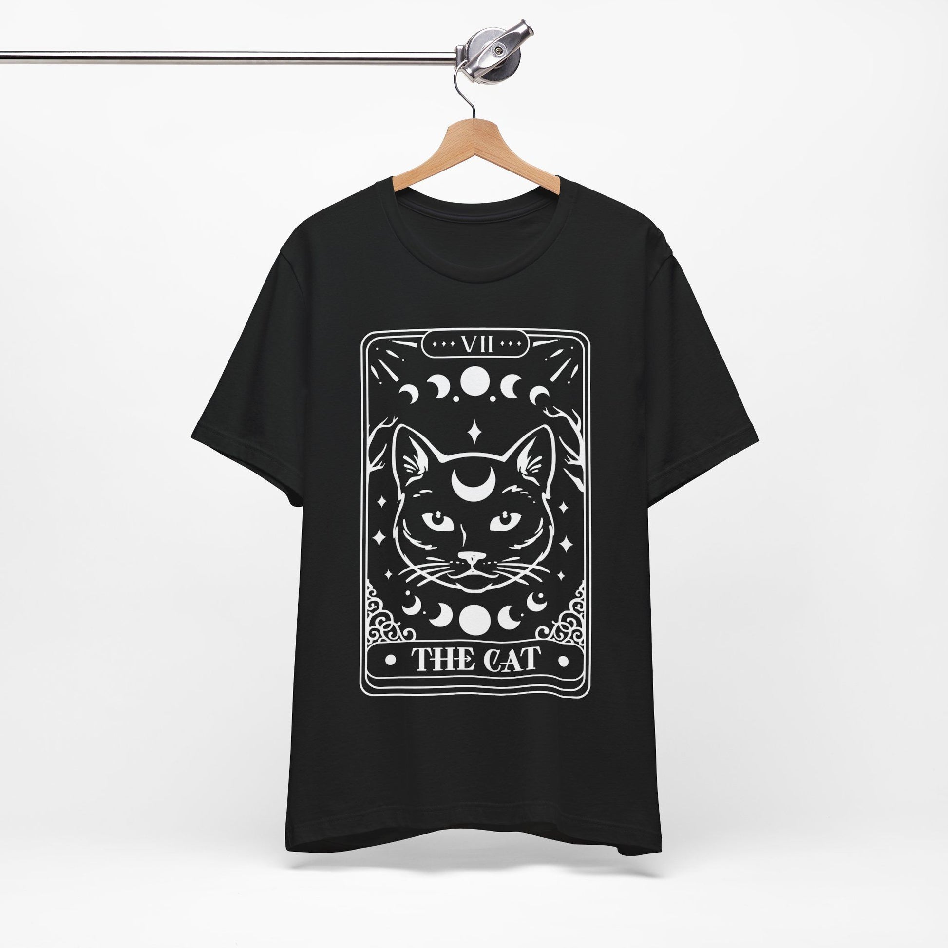 T-Shirt mit Tarotkarten-Motiv 'The Cat' – mystisches Shirt mit Katze im okkulten Stil