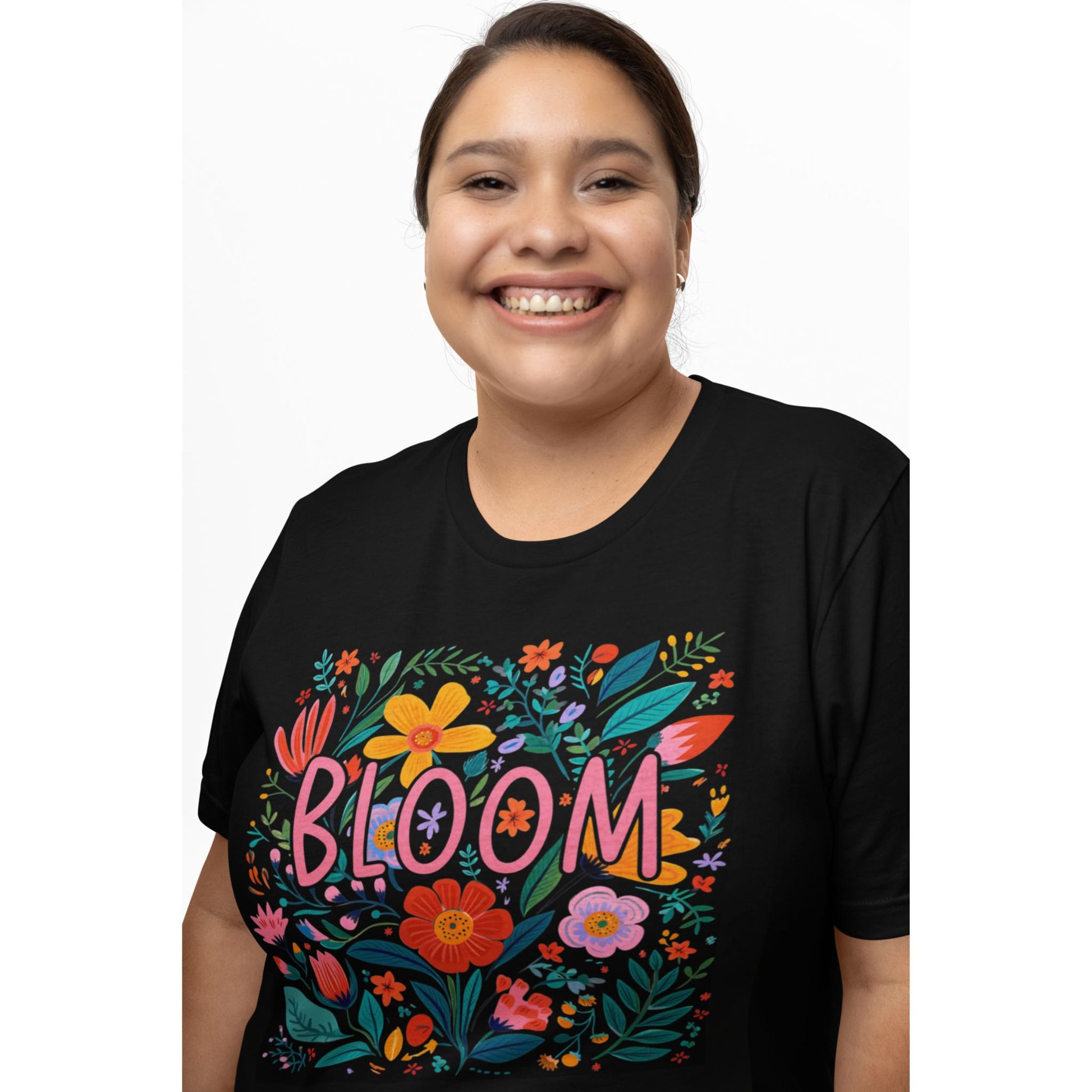 T-Shirt mit floraler Aufschrift 'BLOOM' – feminines Statement Shirt für Frühling & Sommer