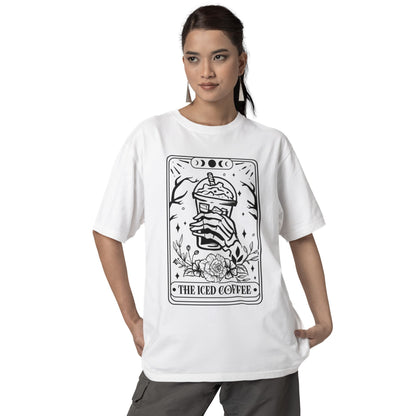 T-Shirt mit Tarot-Motiv 'The Iced Coffee' – lustiges Unisex Shirt im mystischen Stil für Kaffeeliebhaber