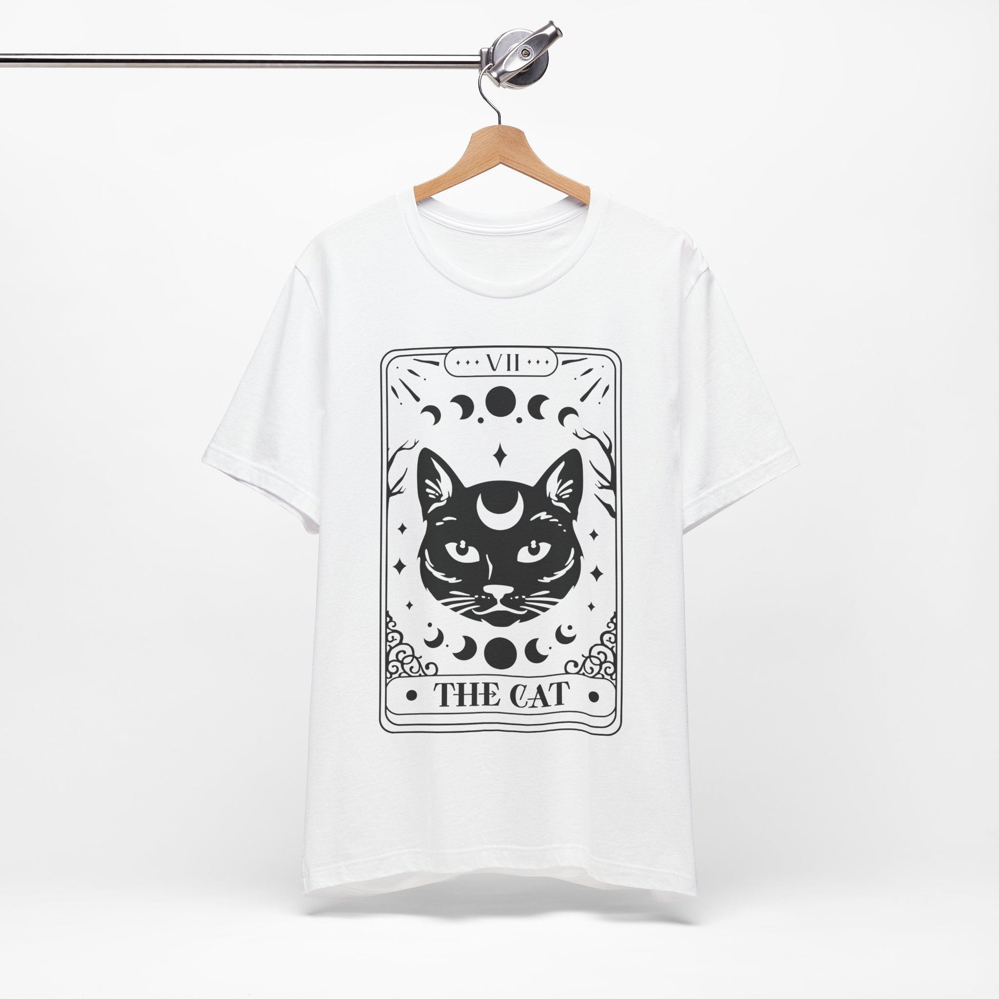 T-Shirt mit Tarotkarten-Motiv 'The Cat' – mystisches Shirt mit Katze im okkulten Stil