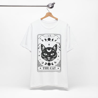 T-Shirt mit Tarotkarten-Motiv 'The Cat' – mystisches Shirt mit Katze im okkulten Stil