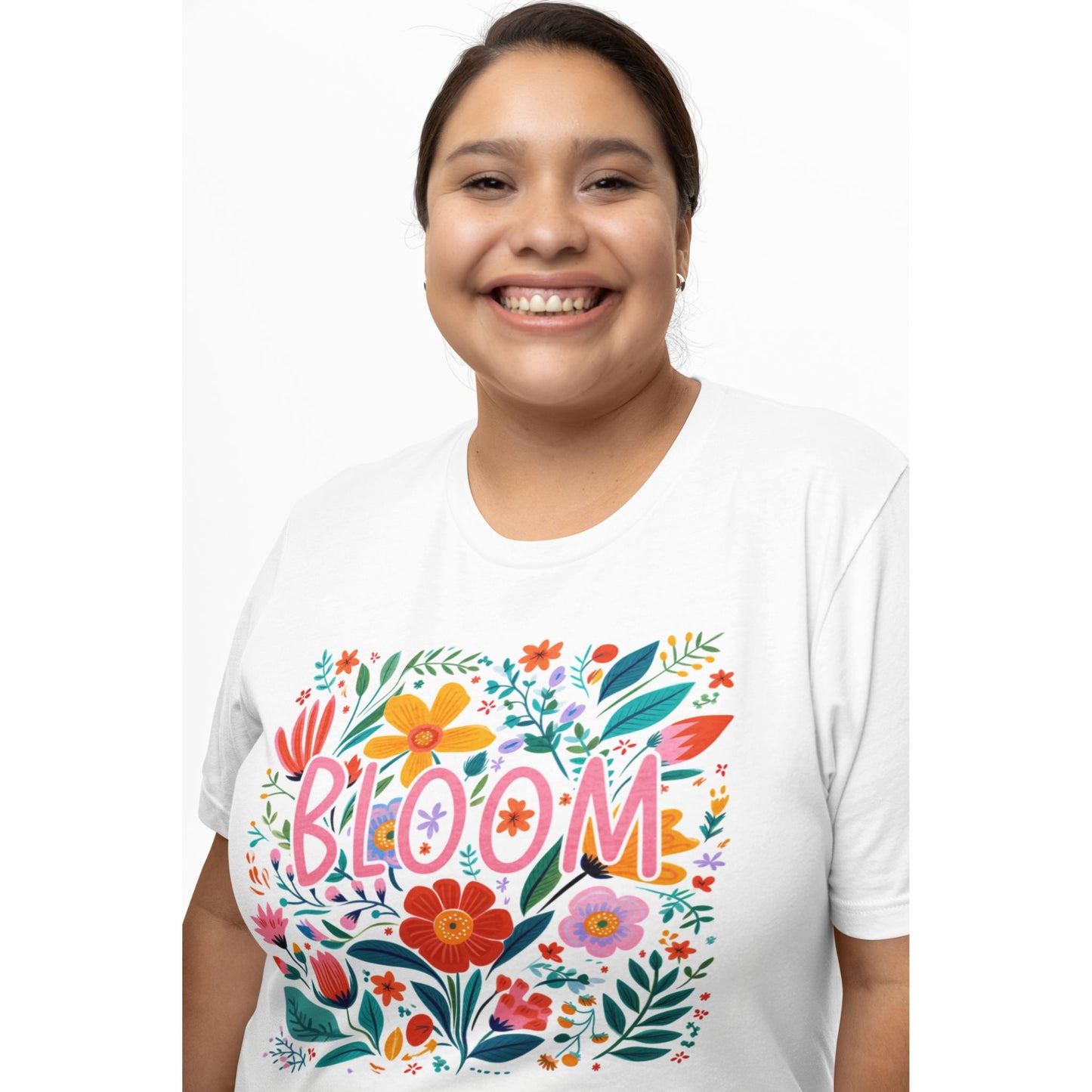 T-Shirt mit floraler Aufschrift 'BLOOM' – feminines Statement Shirt für Frühling & Sommer