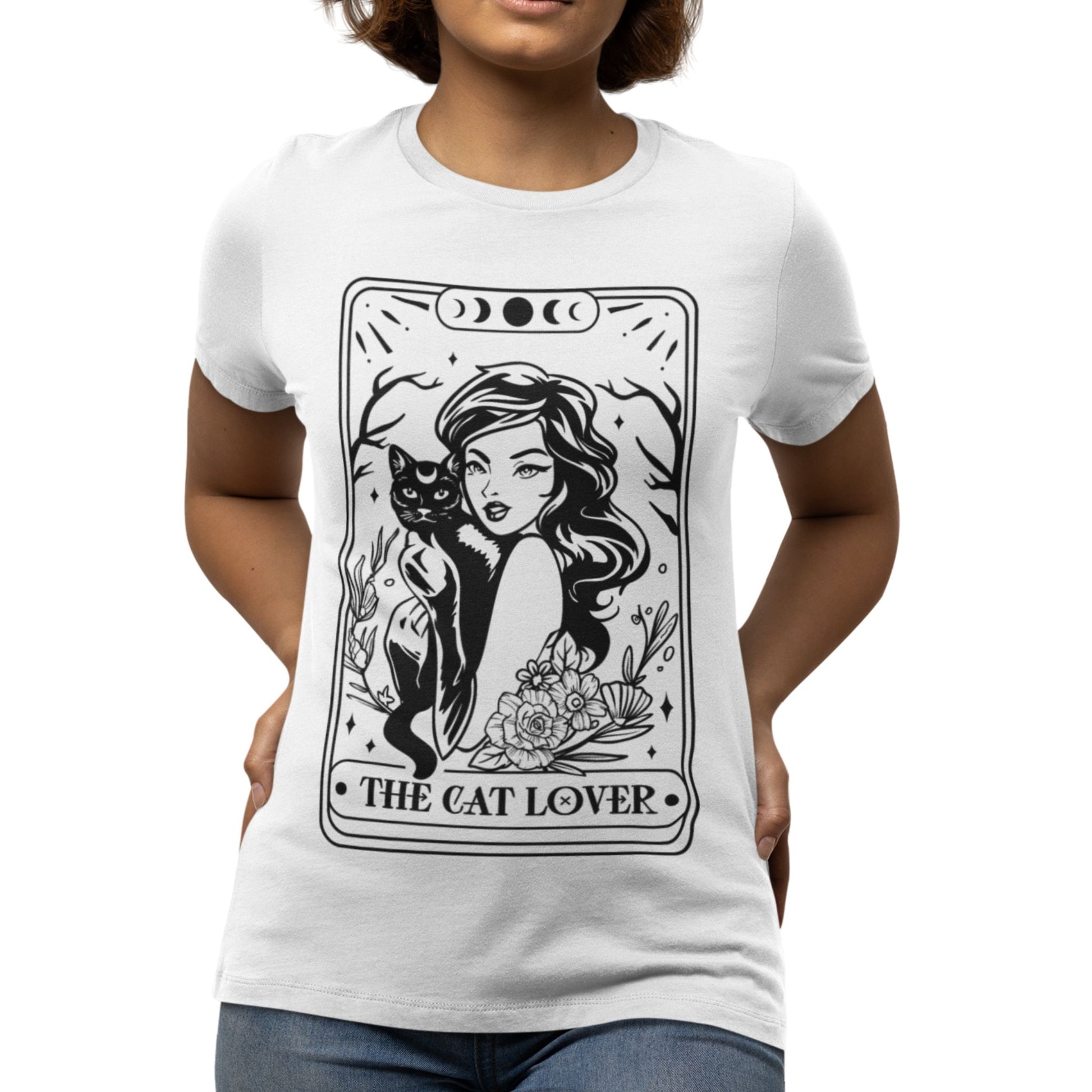 Cat Lover T-Shirt – Unisex Tarot Design mit mystischer Katze, ideal für spirituelle Katzenfreundinnen