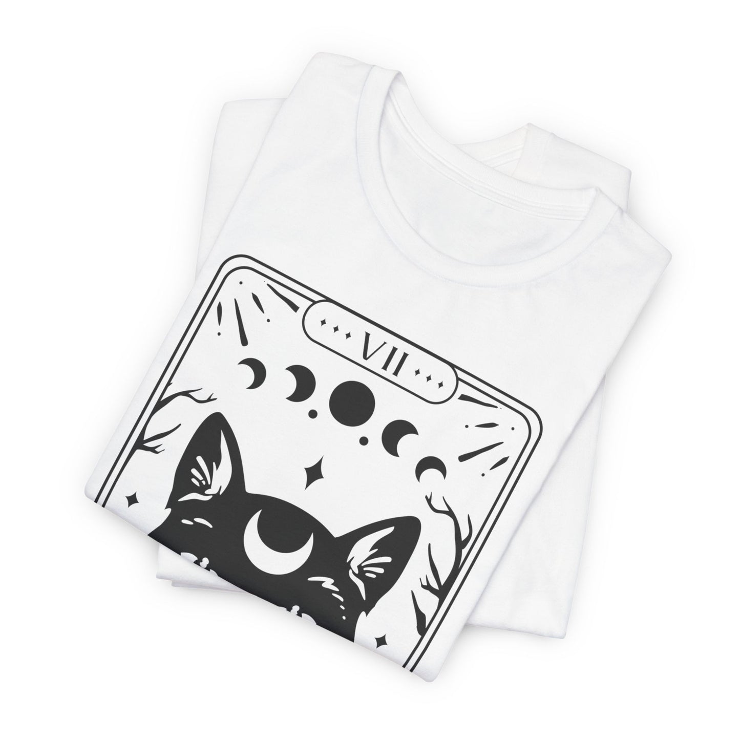 T-Shirt mit Tarotkarten-Motiv 'The Cat' – mystisches Shirt mit Katze im okkulten Stil