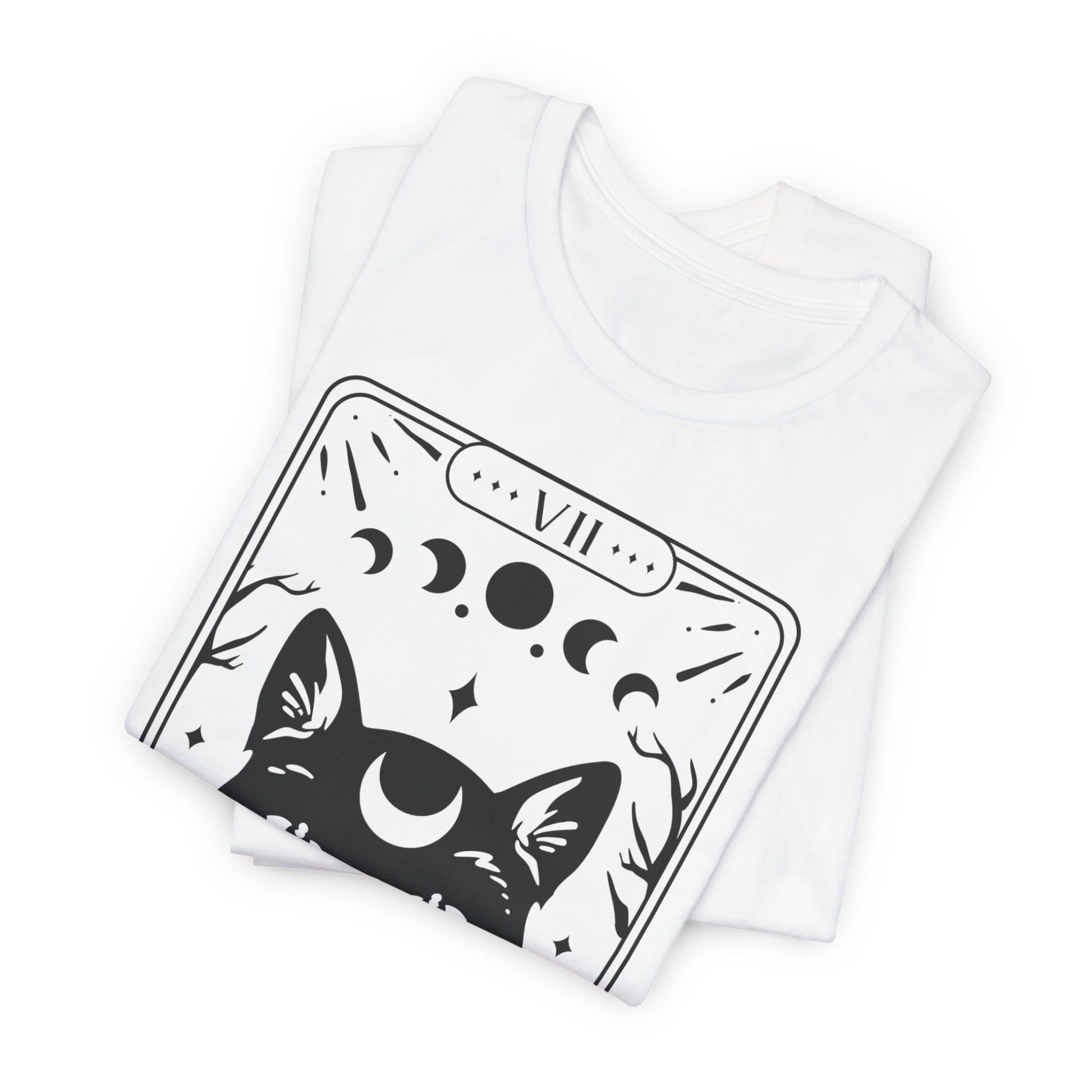 T-Shirt mit Tarotkarten-Motiv 'The Cat' – mystisches Shirt mit Katze im okkulten Stil