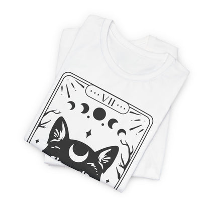 T-Shirt mit Tarotkarten-Motiv 'The Cat' – mystisches Shirt mit Katze im okkulten Stil